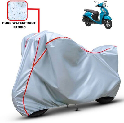 Delphinium Waterproof Two Wheeler Cover for Yamaha(Fascino, Silver, Red)