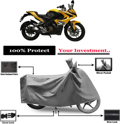 Amexride Two Wheeler Cover for Bajaj(Pulsar SS400 BS6, Grey)