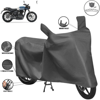 MADAFIYA Waterproof Two Wheeler Cover for Royal Enfield(Hunter 350, Grey)