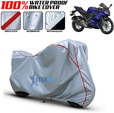 Starvin Waterproof Two Wheeler Cover for Yamaha(R15, Silver, Red)