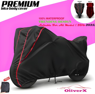 OliverX Waterproof Two Wheeler Cover for Royal Enfield(Bullet 350, Black, Red)