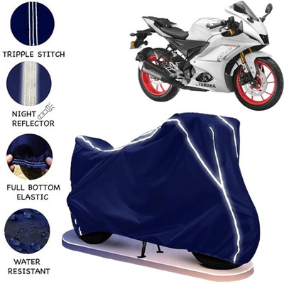 BOTAUTO Two Wheeler Cover for Yamaha(R15 V3, Blue, White)