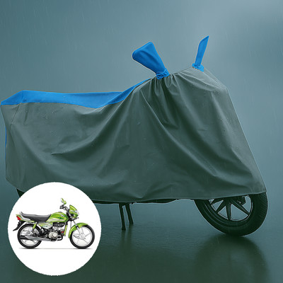 PAGORA Waterproof Two Wheeler Cover for Hero(HF Deluxe Eco, Grey, Blue)
