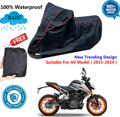 AutoGalaxy Waterproof Two Wheeler Cover for KTM(125 Duke, Black, Red)