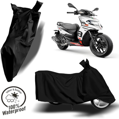 ROYAL AUTO MART Waterproof Two Wheeler Cover for Aprilia(SR 150, Black)