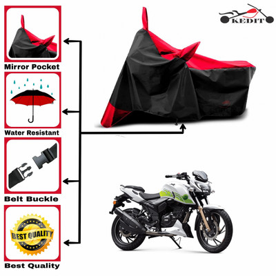 KEDIT Two Wheeler Cover for TVS(Apache RTR 200 Fi E100, Red, Black)