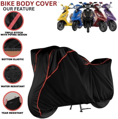 kerwa Waterproof Two Wheeler Cover for TVS(Pep Plus, Black, Red)