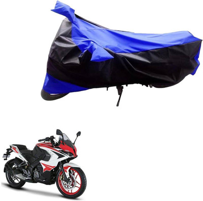 Mdstar Waterproof Two Wheeler Cover for Bajaj(Pulsar RS 200, Black, Blue)