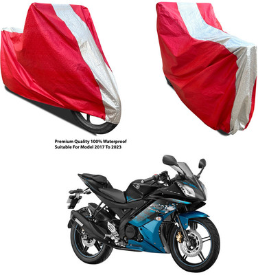 AutoGalaxy Waterproof Two Wheeler Cover for Yamaha(YZF R15 V3 Moto GP Edition, Silver, Red)