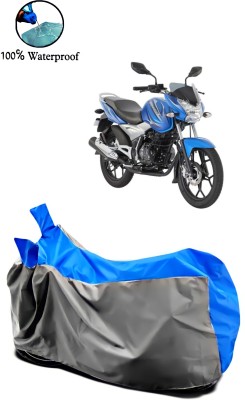 Autofly Waterproof Two Wheeler Cover for Bajaj(Discover 150 s, Grey, Blue)