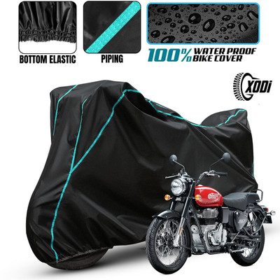 xodi Waterproof Two Wheeler Cover for Royal Enfield(Classic 350, Black, Blue, Multicolor)