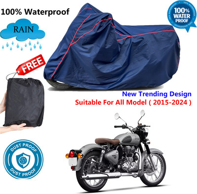 AutoGalaxy Waterproof Two Wheeler Cover for Royal Enfield(Classic Gunmetal, Blue, Red)