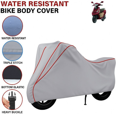 BigFly Waterproof Two Wheeler Cover for TVS(Scooty Zest, Grey, Red)