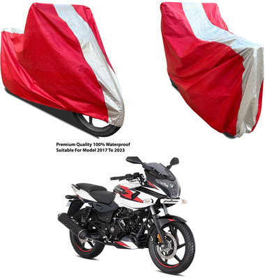 AutoGalaxy Waterproof Two Wheeler Cover for Bajaj(Pulsar 220F, Silver, Red)