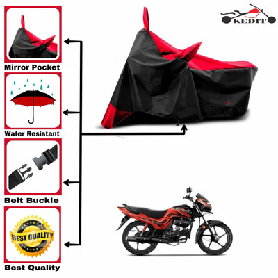 DeepShakshi AUTOMOTIVE Two Wheeler Cover for Hero(Passion Plus, Red, Black)