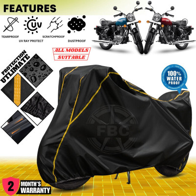 OliverX Waterproof Two Wheeler Cover for Royal Enfield(Bullet, Black, Yellow)