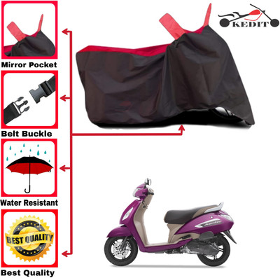 KEDIT Two Wheeler Cover for TVS(Jupiter, Red, Black)
