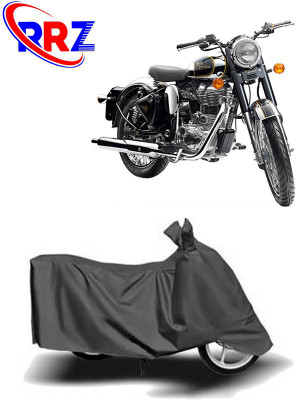 RRZ Waterproof Two Wheeler Cover for Royal Enfield(Classic Chrome, Grey)