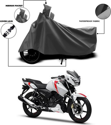SEBONGO Waterproof Two Wheeler Cover for TVS(Apache RTR 160, Grey)