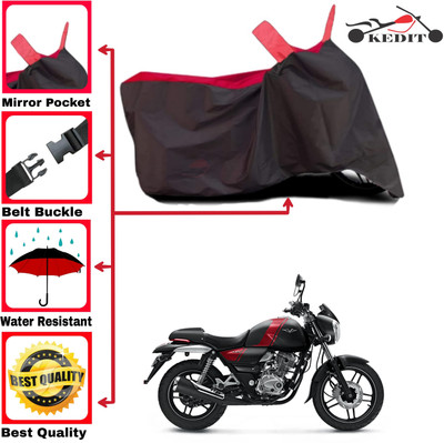 KEDIT Two Wheeler Cover for Bajaj(V12, Red, Black)
