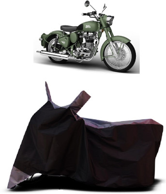 VESMEI Two Wheeler Cover for Royal Enfield(Battle Green, Grey)
