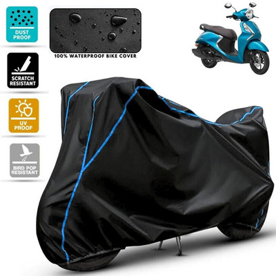Amikan Waterproof Two Wheeler Cover for Yamaha(Fascino, Black, Blue)