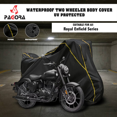 PAGORA Waterproof Two Wheeler Cover for Royal Enfield(Classic 350, Black)