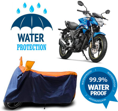 Mdstar Waterproof Two Wheeler Cover for Suzuki(Gixxer 250, Blue, Orange)