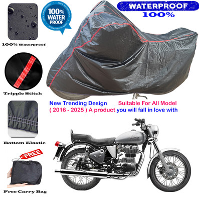 AutoGalaxy Waterproof Two Wheeler Cover for Royal Enfield(Electra 4S, Black, Red)