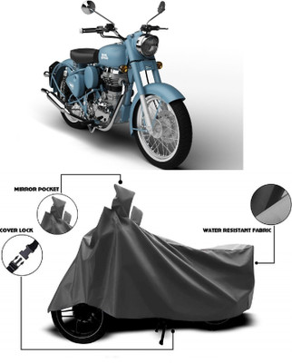 MMSSTAR Waterproof Two Wheeler Cover for Royal Enfield(Squadron Blue, Grey)