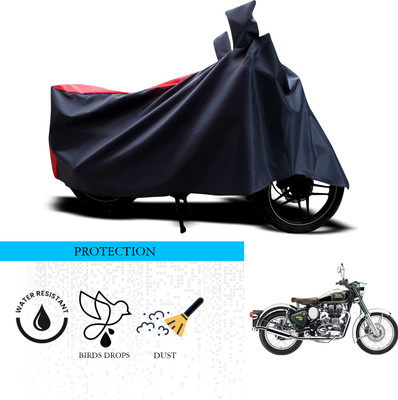 SnehaSales Waterproof Two Wheeler Cover for Royal Enfield(Classic Chrome, Black, Red)