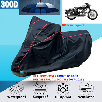 AutoGalaxy Waterproof Two Wheeler Cover for Royal Enfield(Classic Chrome, Black, Red)