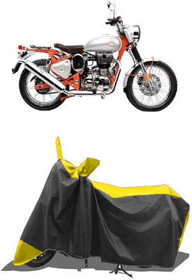 SUGASHRI Waterproof Two Wheeler Cover for Royal Enfield(Bullet Trials 500, Yellow, Black)