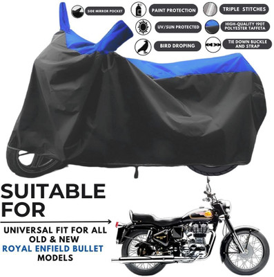 ZAQE Two Wheeler Cover for Royal Enfield(Bullet 350 Twinspark, Black, Blue)
