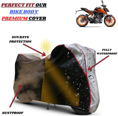 kerwa Waterproof Two Wheeler Cover for KTM(200 Duke, Black, Silver)