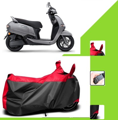 WMIZEXA Two Wheeler Cover for TVS(iQube, Black, Red)