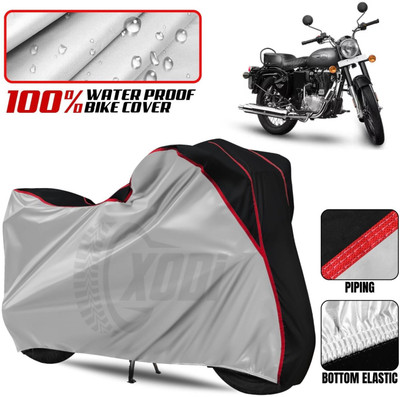 xodi Waterproof Two Wheeler Cover for Royal Enfield(Bullet, Silver, Black)