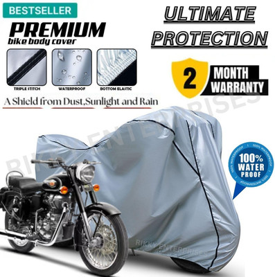 Shiv Kanha Waterproof Two Wheeler Cover for Royal Enfield(Bullet 350 New, Silver)