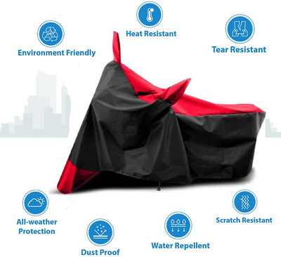 smwzxyu Waterproof Two Wheeler Cover for Hero(Splendor Plus, Red, Black)