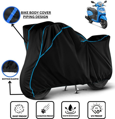 LE PRA Waterproof Two Wheeler Cover for Hero(Pleasure, Black, Blue)