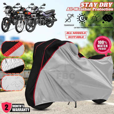 AUTOCAD Waterproof Two Wheeler Cover for Hero(Super Splendor, Silver, Black)