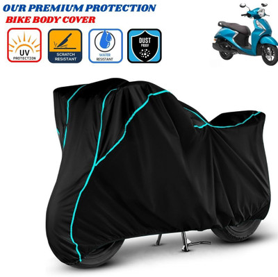Delphinium Waterproof Two Wheeler Cover for Yamaha(Fascino, Black)