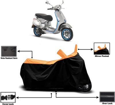 Amexride Two Wheeler Cover for Vespa(Piaggio Elettrica, Orange)