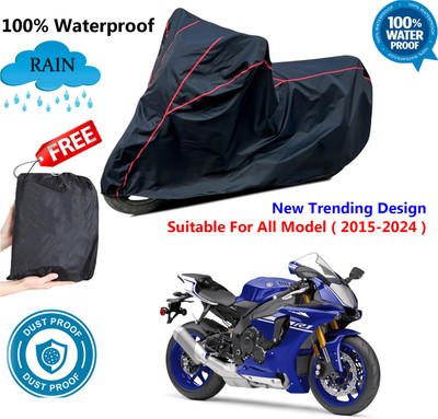 AUTOCAD Waterproof Two Wheeler Cover for Yamaha(YZF-R1, Black, Red)
