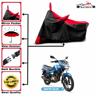 KEDIT Two Wheeler Cover for TVS(Victor Premium, Red, Black)