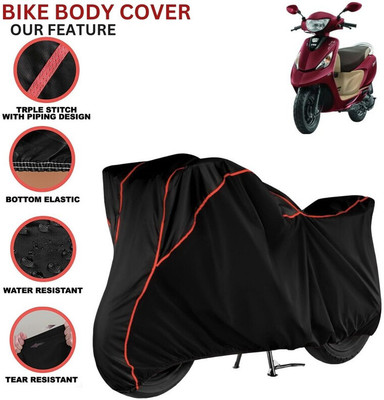 kerwa Waterproof Two Wheeler Cover for TVS(Scooty Zest, Black, Red)