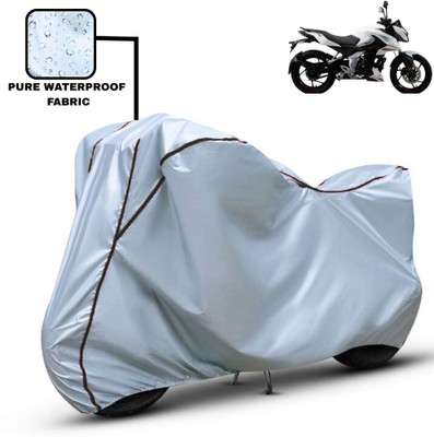 Delphinium Waterproof Two Wheeler Cover for Bajaj(Pulsar AS 150, Silver, Black)