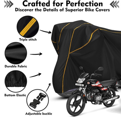 AutoGalaxy Waterproof Two Wheeler Cover for Hero(HF Deluxe, Black, Yellow)