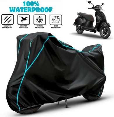 favy Waterproof Two Wheeler Cover for Bajaj(Chetak, Black, Blue)