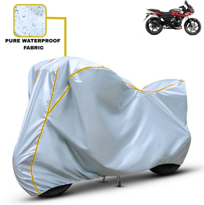 Delphinium Waterproof Two Wheeler Cover for Bajaj(Pulsar 220F, Silver)